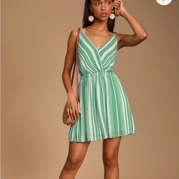 Lulus Oceanside Striped Skater Dress Size Small - Picture 2 of 7